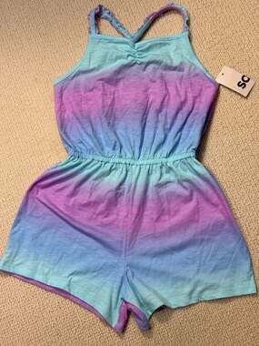 SO Ombre Tie-Dye Criss-Cross Ruffle Strap Romper